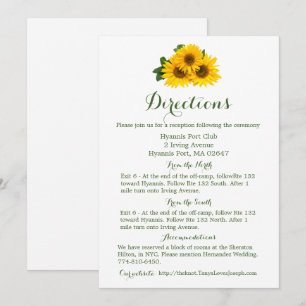 Floral Directions Details Yellow Sunflower - Green Invitation