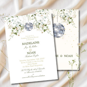Floral Disco Ball Elegant Chic Wedding Rehearsal Invitation