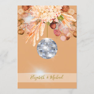 Floral Disco Ball Orange Elegant Wedding Invitation