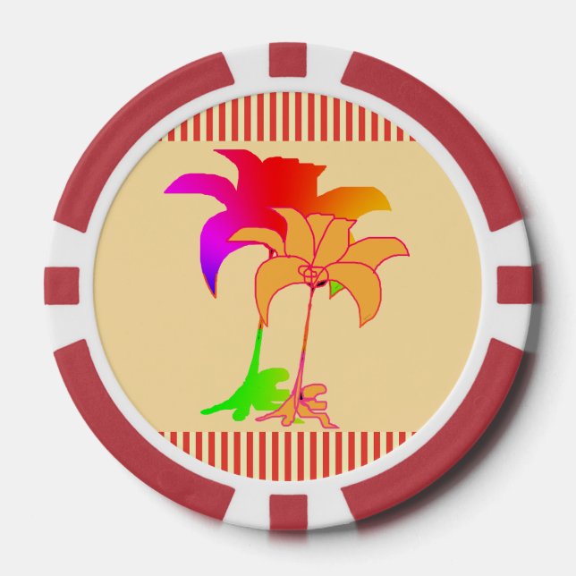 Floral Display Beige  Poker Chips (Front)