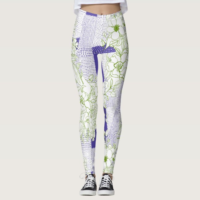 Floral Disruption – Abstract Botanical Leggings  (Front)