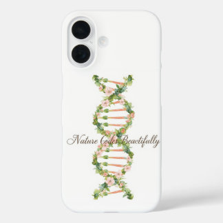 Floral DNA Helix Watercolor Art iPhone 16 Case