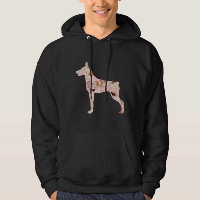 Floral Doberman  514 Hoodie (Front)