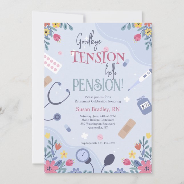 Floral Doctor or Nurse Retirement Invitation (Front)