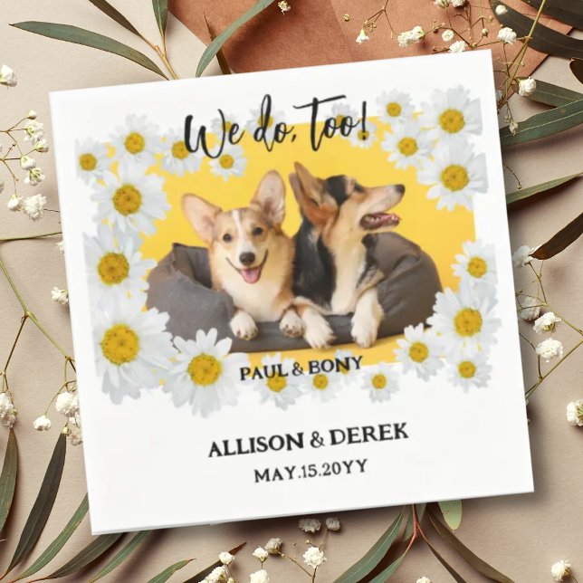 Floral Dog Cat Pet Photo Dog Lover Wedding Custom Napkin (Creator Uploaded)