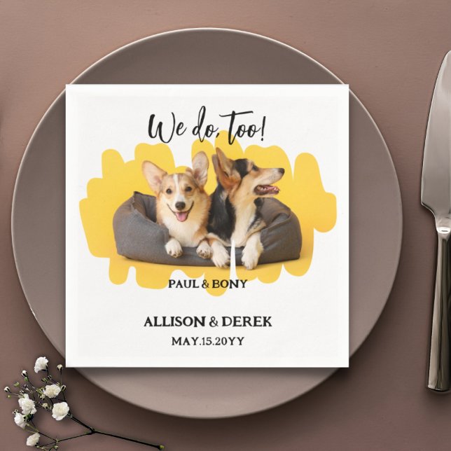 Floral Dog Cat Pet Photo Dog Lover Wedding Custom  Napkin (Creator Uploaded)