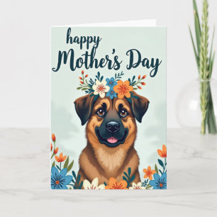 Floral Dog Happy Family Card