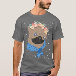 Floral Dog Lover Dog Owner Flower Crown Pug T-Shirt
