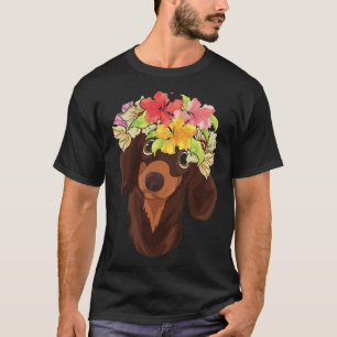 Floral Dog Lover Flower Crown Pet Dog Breed Dachsh T-Shirt
