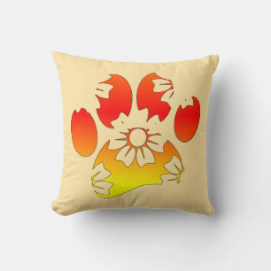 Floral Dog Paw Print Cushion