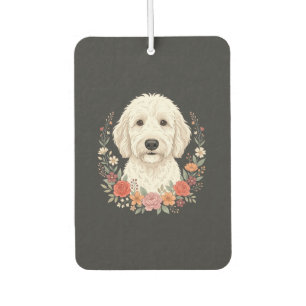Floral Dog Portrait Botanical Wreath Car Air Freshener