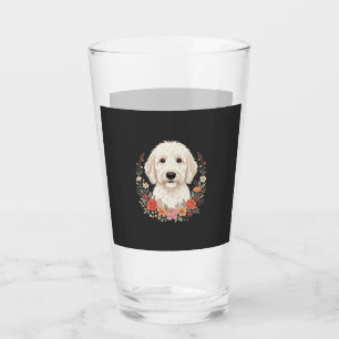 Floral Dog Portrait Botanical Wreath Glass