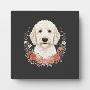 Floral Dog Portrait Botanical Wreath Plaque