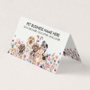 Floral Dog Puppies Business Card