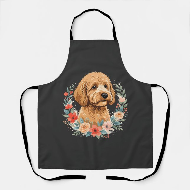 Floral Dog Round Sublimation Apron (Front)