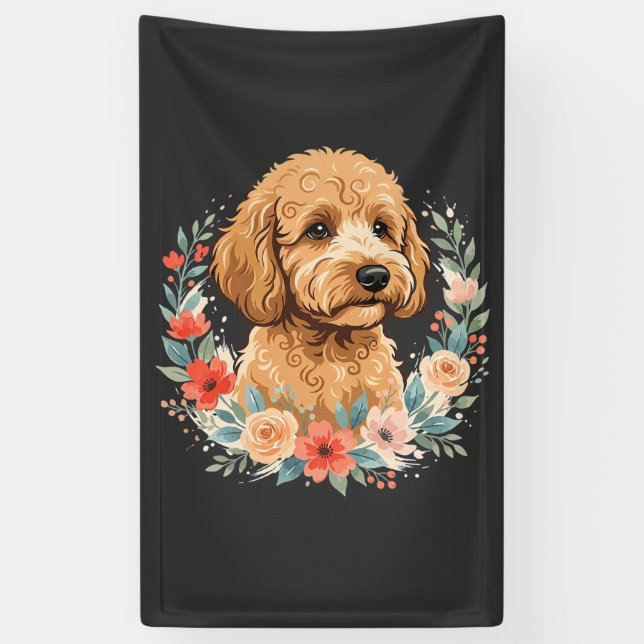 Floral Dog Round Sublimation Banner (Vertical)