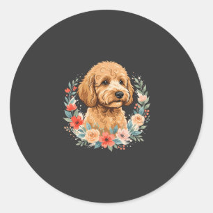 Floral Dog Round Sublimation Classic Round Sticker