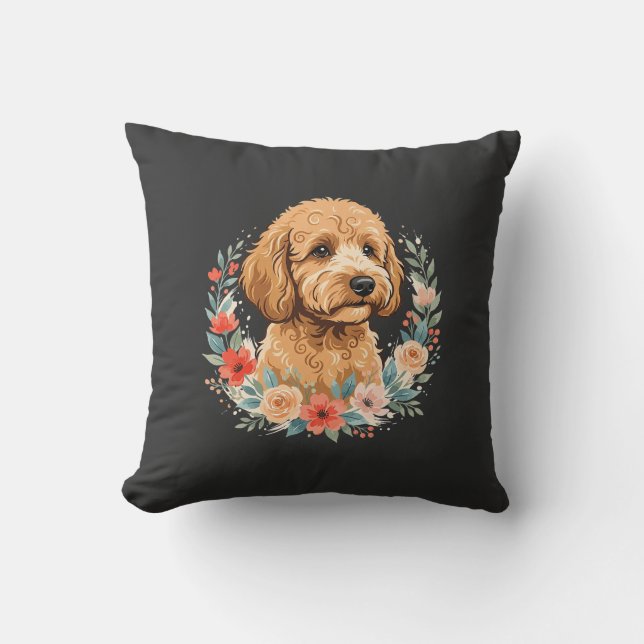 Floral Dog Round Sublimation Cushion (Front)