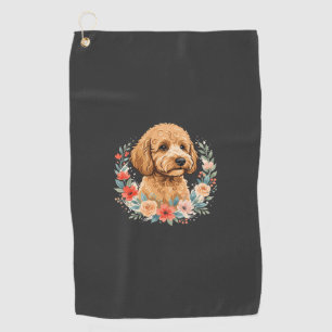 Floral Dog Round Sublimation Golf Towel