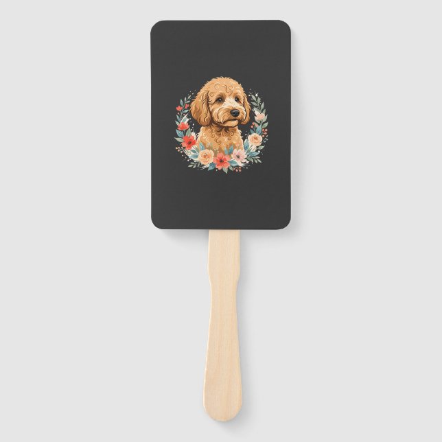 Floral Dog Round Sublimation Hand Fan (Front)