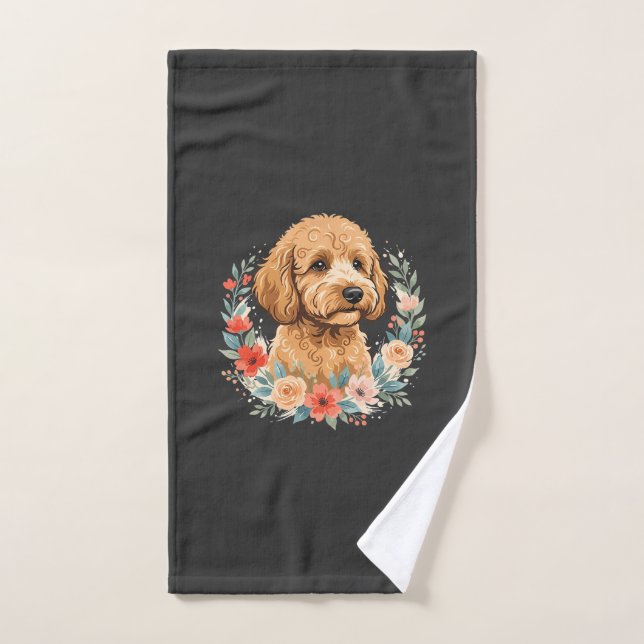 Floral Dog Round Sublimation Hand Towel (Hand Towel)