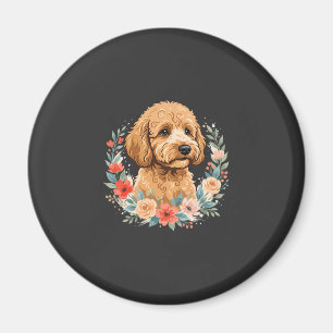 Floral Dog Round Sublimation Magnet