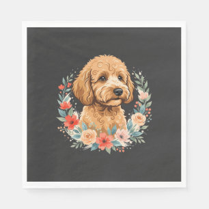 Floral Dog Round Sublimation Napkin