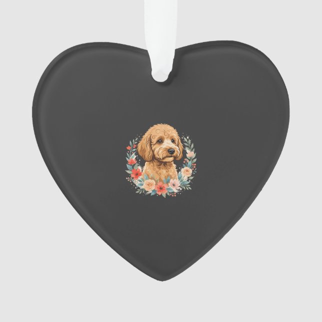 Floral Dog Round Sublimation Ornament (Front)