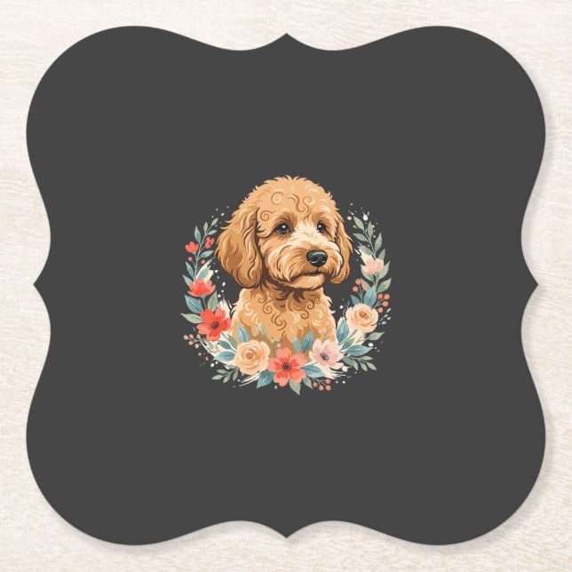 Floral Dog Round Sublimation Paper Coaster (Front)