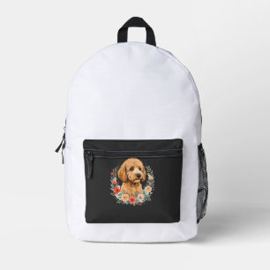 Floral Dog Round Sublimation Printed Backpack