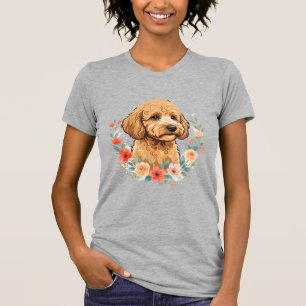 Floral Dog Round Sublimation T-Shirt