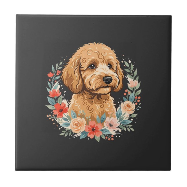 Floral Dog Round Sublimation Tile (Front)