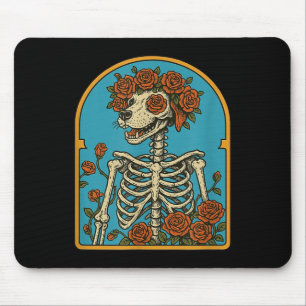 Floral Dog Skeleton,grateful Skeleton Funny Hallow Mouse Pad
