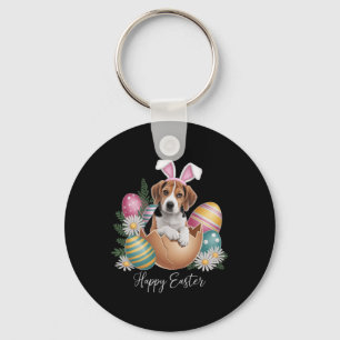 Floral Dogs Easter Day Cute Beagle Dog Puppy Happy Key Ring