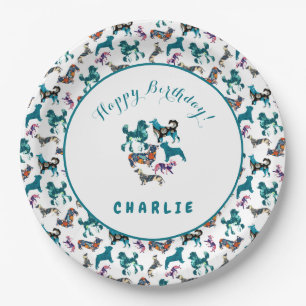 Floral Dogs Paper Plate
