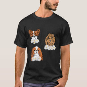 Floral Dogs Papillon English Dog Spaniel Goldendoo T-Shirt