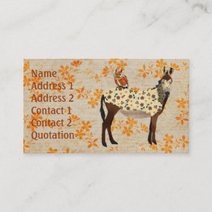Floral Donkey & Owl Business Card