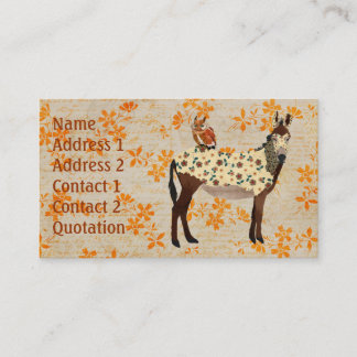 Floral Donkey & Owl Business Card