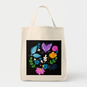 Floral doodle art tote bag