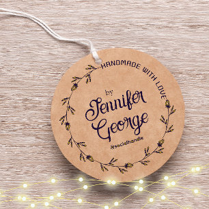 Floral Doodle Handmade With Love Rubber Stamp