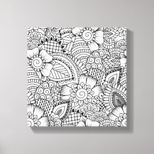 Floral Doodle Pattern 6 Canvas Print