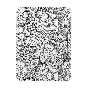 Floral Doodle Pattern Magnet