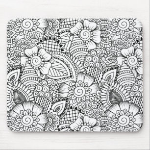 Floral Doodle Pattern Mouse Pad