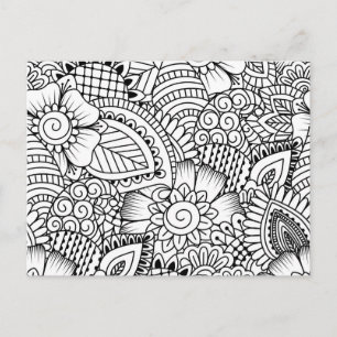Floral Doodle Pattern Postcard