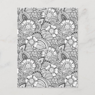 Floral Doodle Pattern Postcard