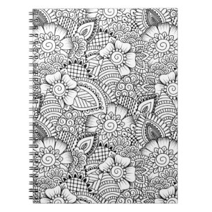 Floral Doodle Pattern Spiral Notebook