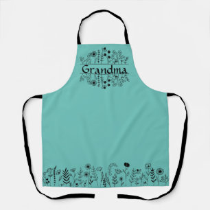 Floral Doodle Personalised All-Over Print Apron