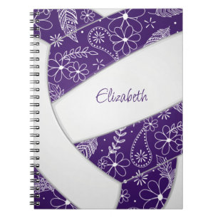 floral doodle purple white volleyball journal