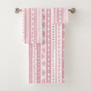Floral doodle stripes bath towel set