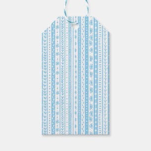Floral doodle stripes in baby blue and white gift tags